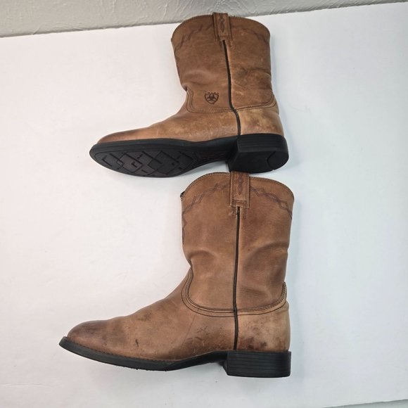 Ariat Midcalf Western Boots Sz 8 Brown Leather Pull On Casual Low Heel Cowgirl - Picture 8 of 14